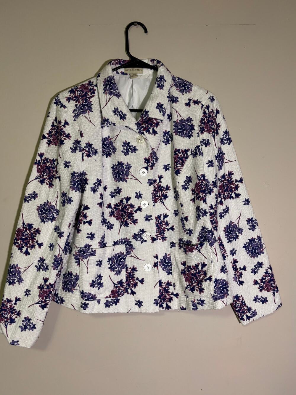 Applebees vtg floral blazer jacket W pockets sz 12 euc